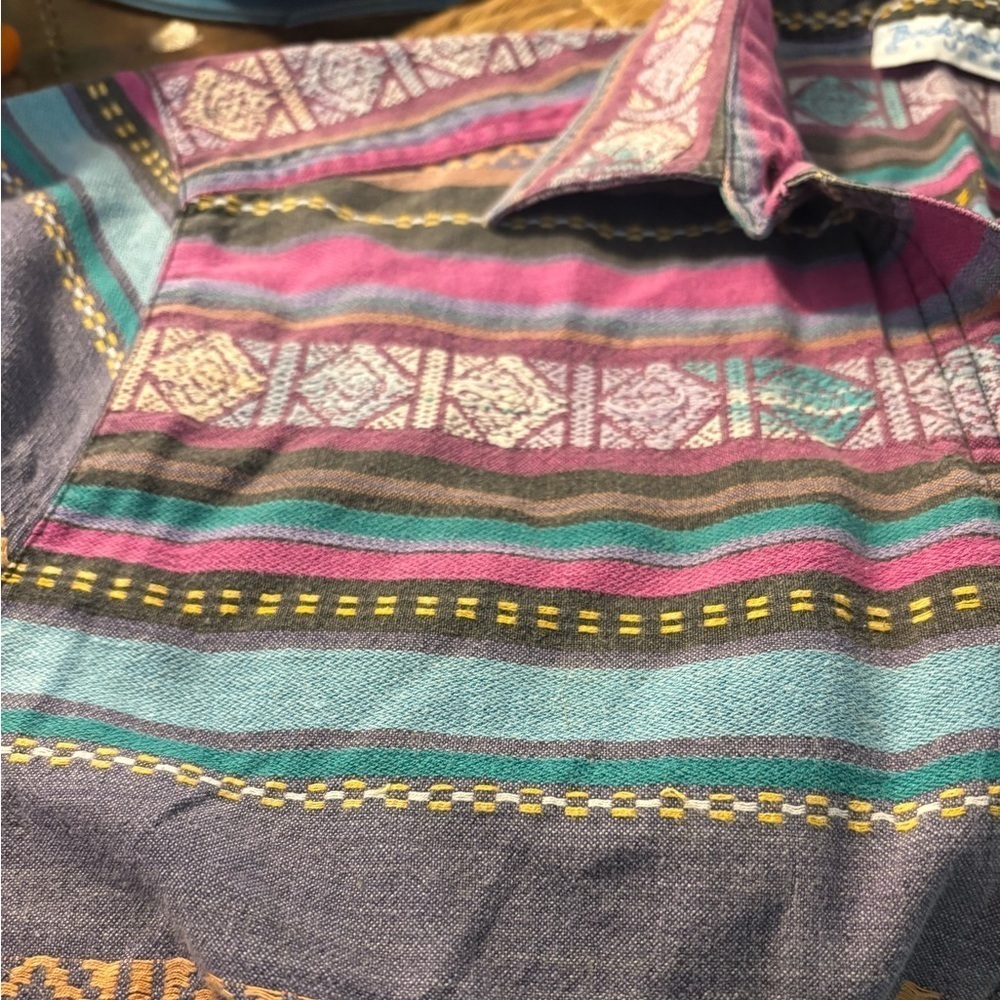 90s Retro Multicolor Striped Casual Button Down Shirt - Picture 4 of 7